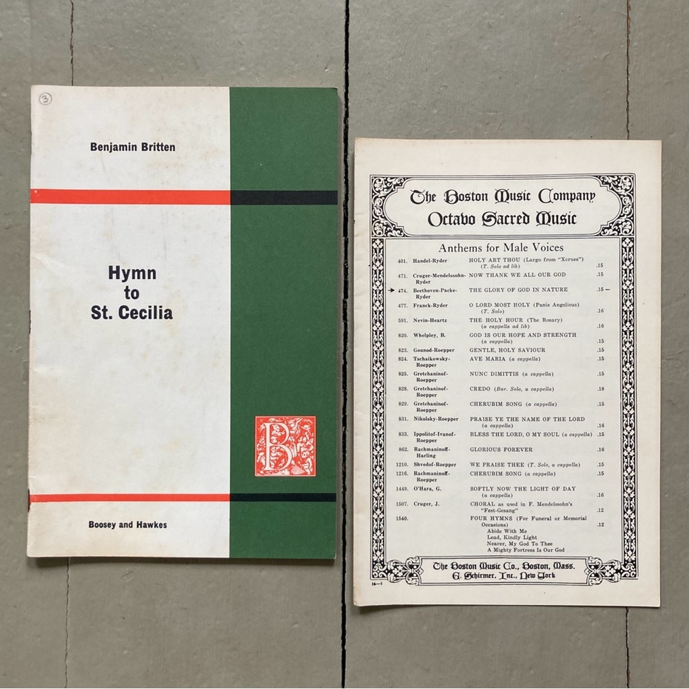 2 Vintage Sheet Music Boston Music Co Octavo Sacred Music Hymn to St Cecilia